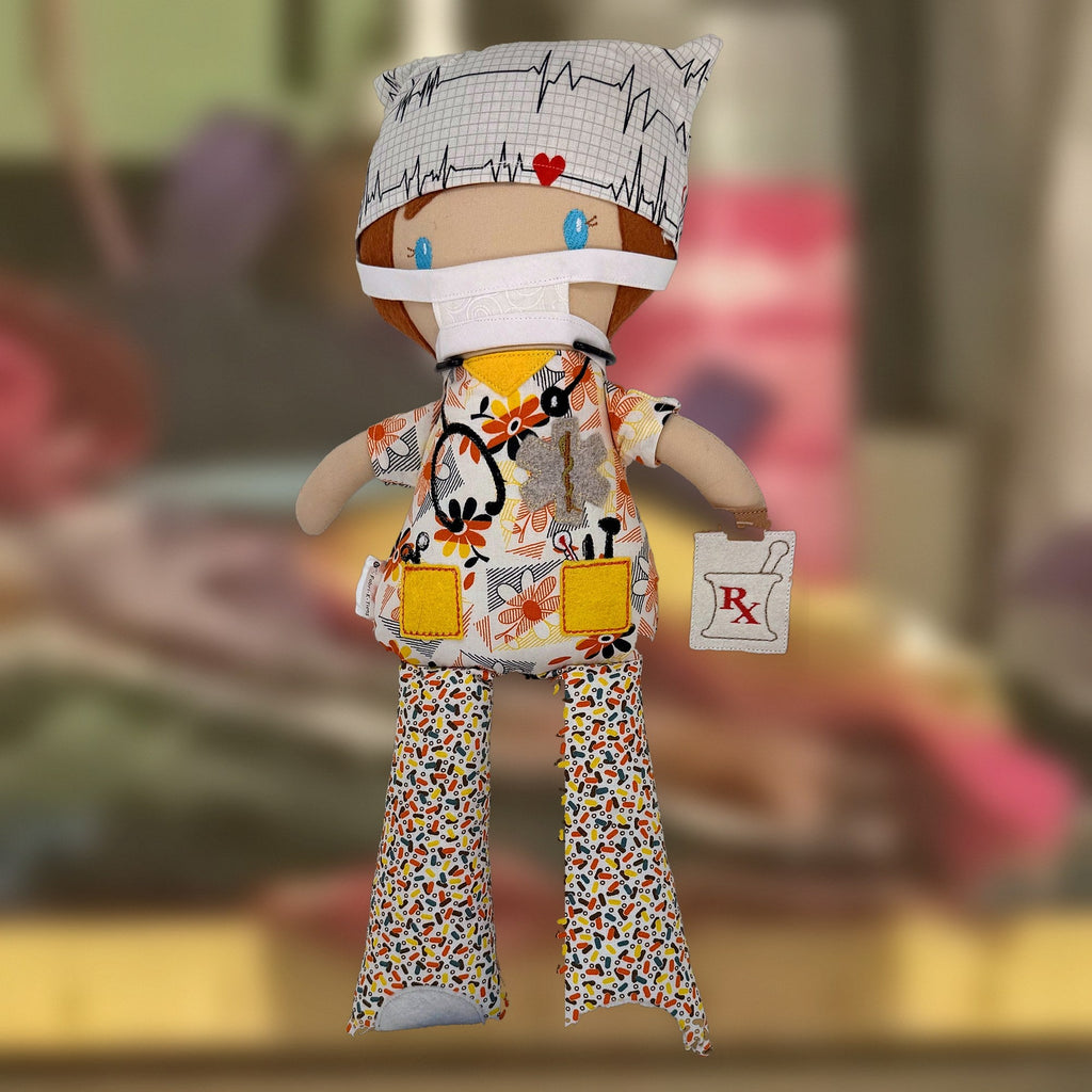 Mikaela Medic Doll, in another outfit, handmade by Fabri-K-Tions in Louisville, KY