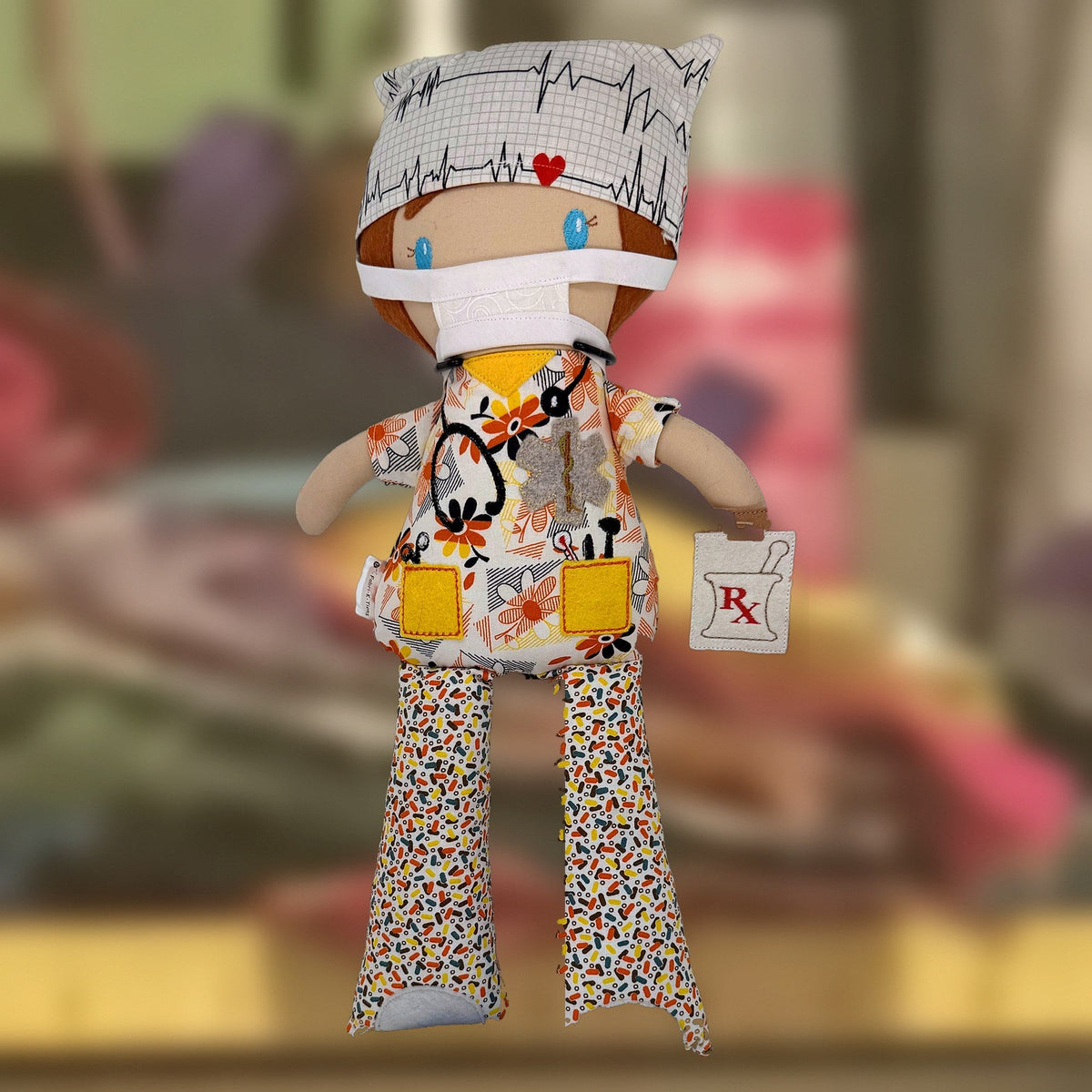 Mikaela Medic Doll, in another outfit, handmade by Fabri-K-Tions in Louisville, KY