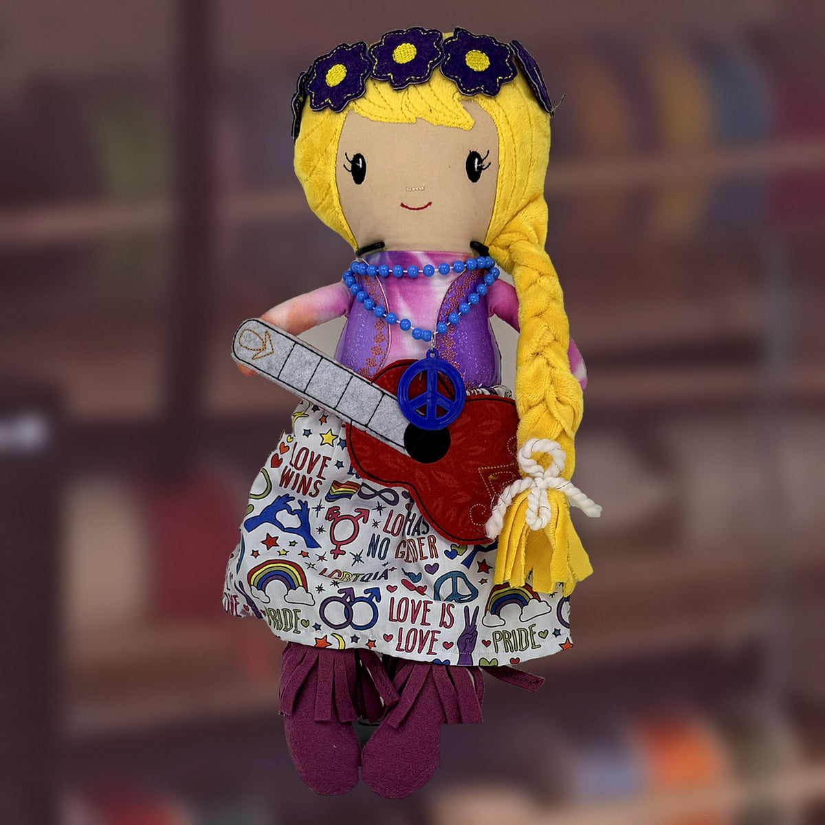 Boho Belinda Doll, an 18-inch cloth doll, handmade in Louisville, KY