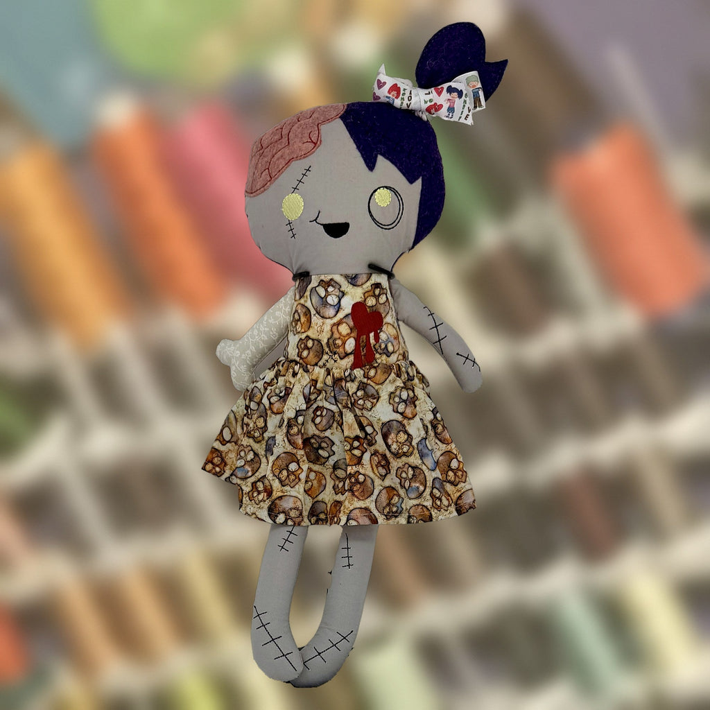 Zelda Zombie Doll, an 18-inch cloth doll, handmade in Louisville, KY