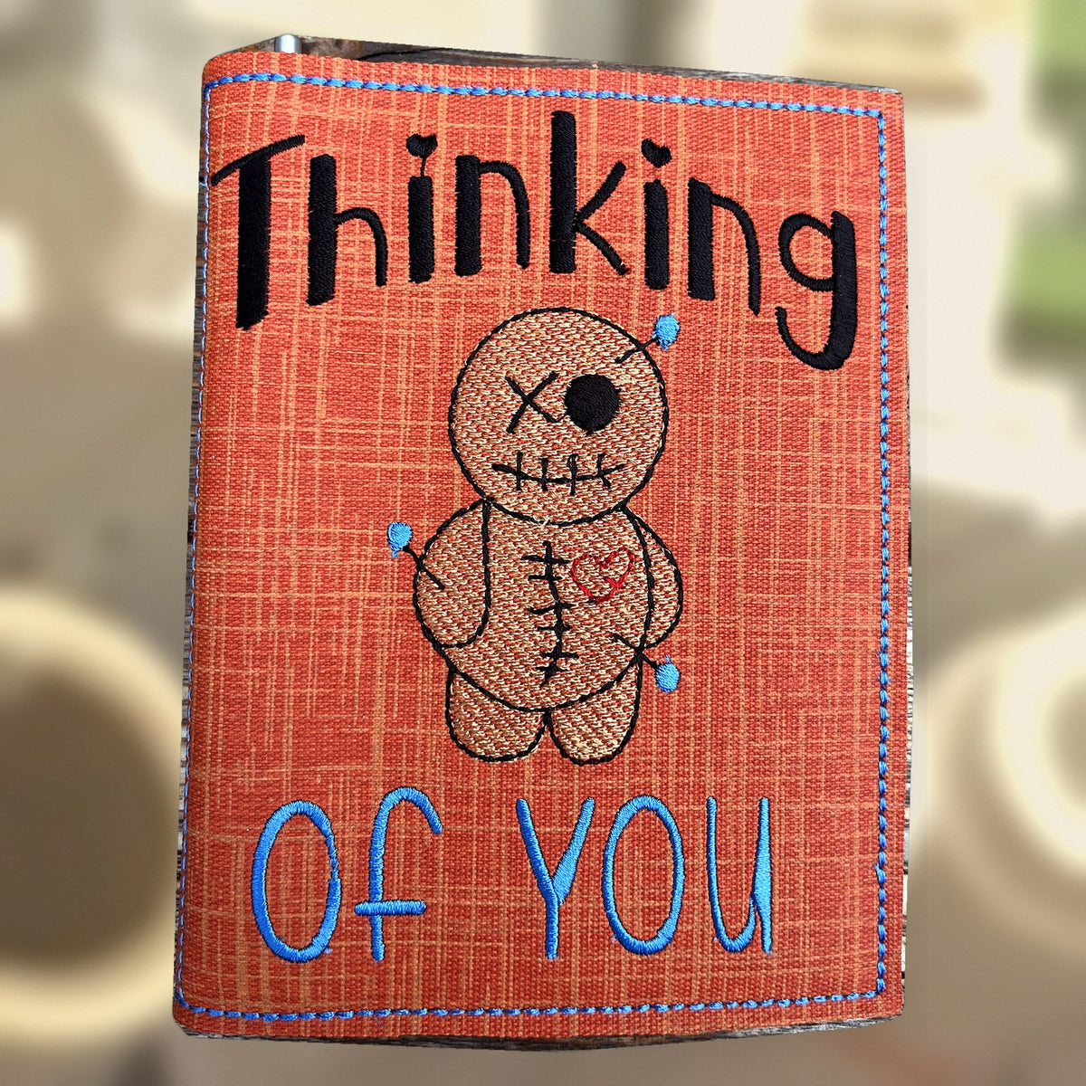 Thinking of You Notebook cover, an A6 notebook cover with notebook and pen, handmade in Louisville, KY