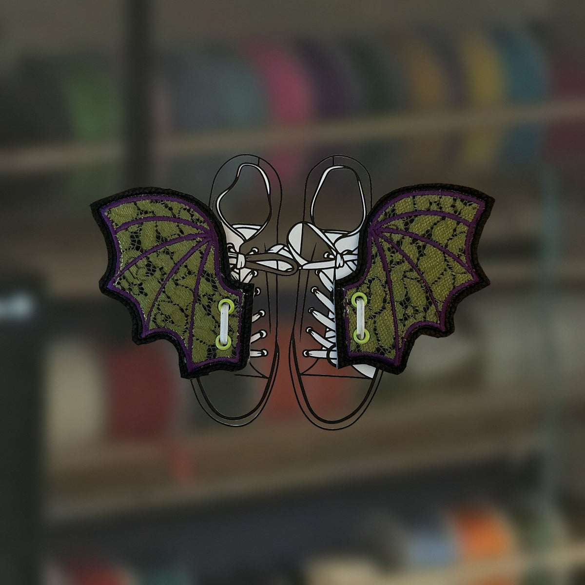 Bat Shoe Wings, embroidered shoe charms for sneakers, handmade in Louisville, KY