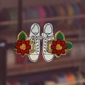 Poinsettia Shoe Wings, embroidered shoe charms for sneakers, handmade in Louisville, KY