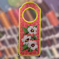 Rose of Sharon Door Knob Hanger, an embroidered fabric door hanger, handmade in Louisville, KY