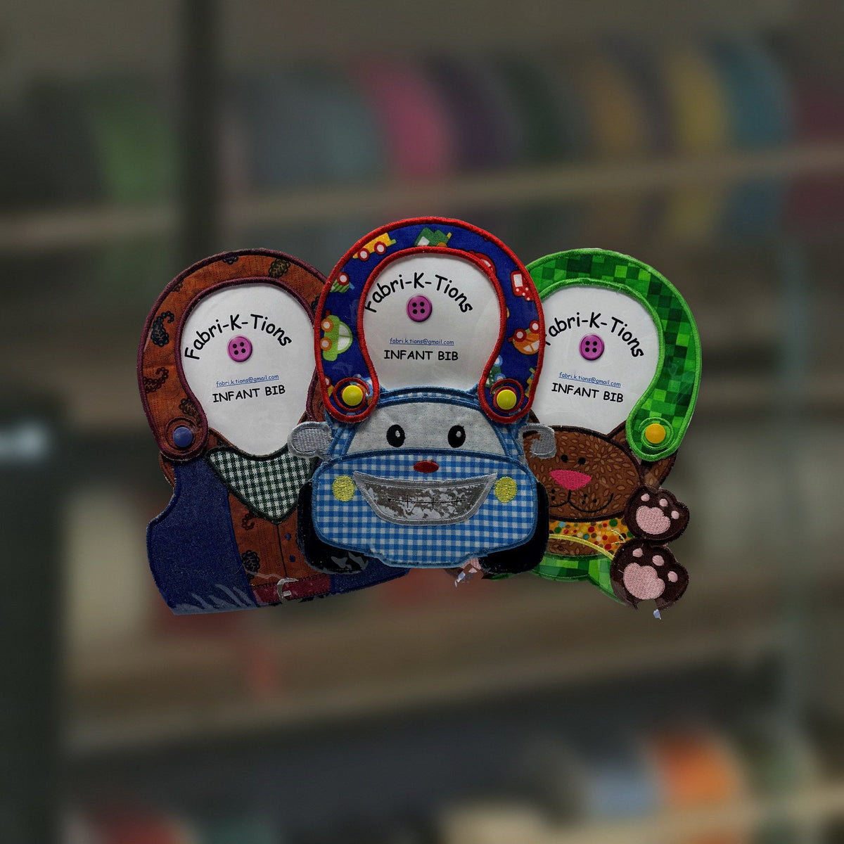 Infant bib - Series 1, a personalized cotton bib with snap closure, handmade in Louisville, KY