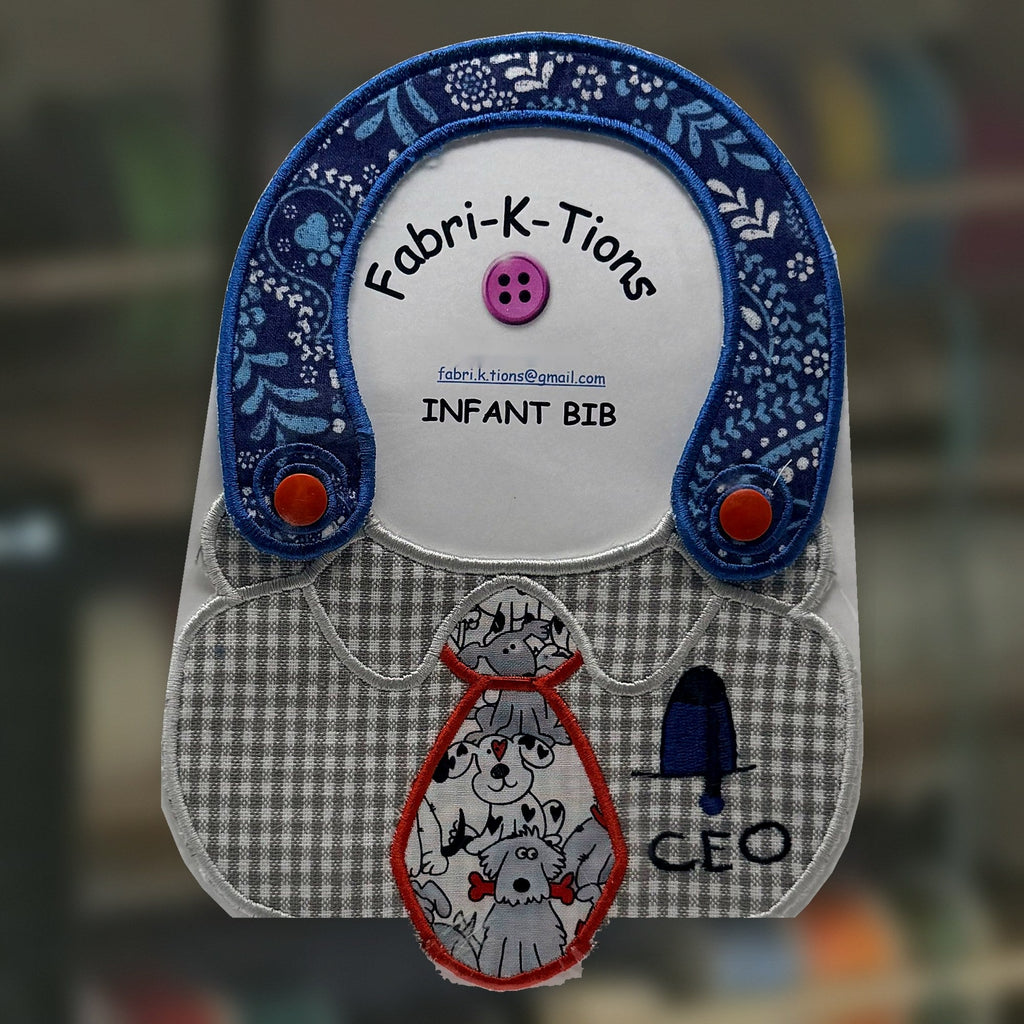 Infant Bibs - Series 1, little CEO design, handmade by Fabri-K-Tions in Louisville, KY