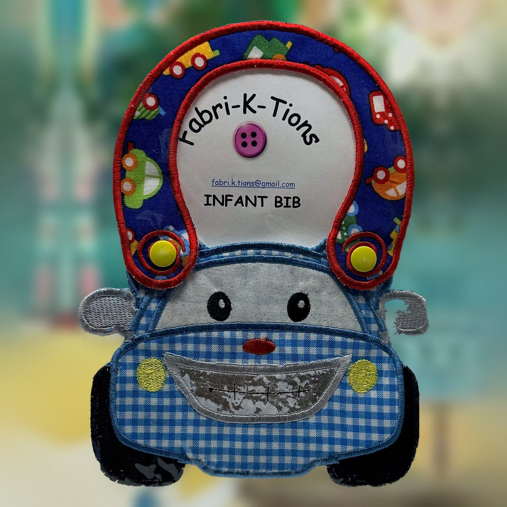 Infant Bibs - Series 1, car design, handmade by Fabri-K-Tions in Louisville, KY