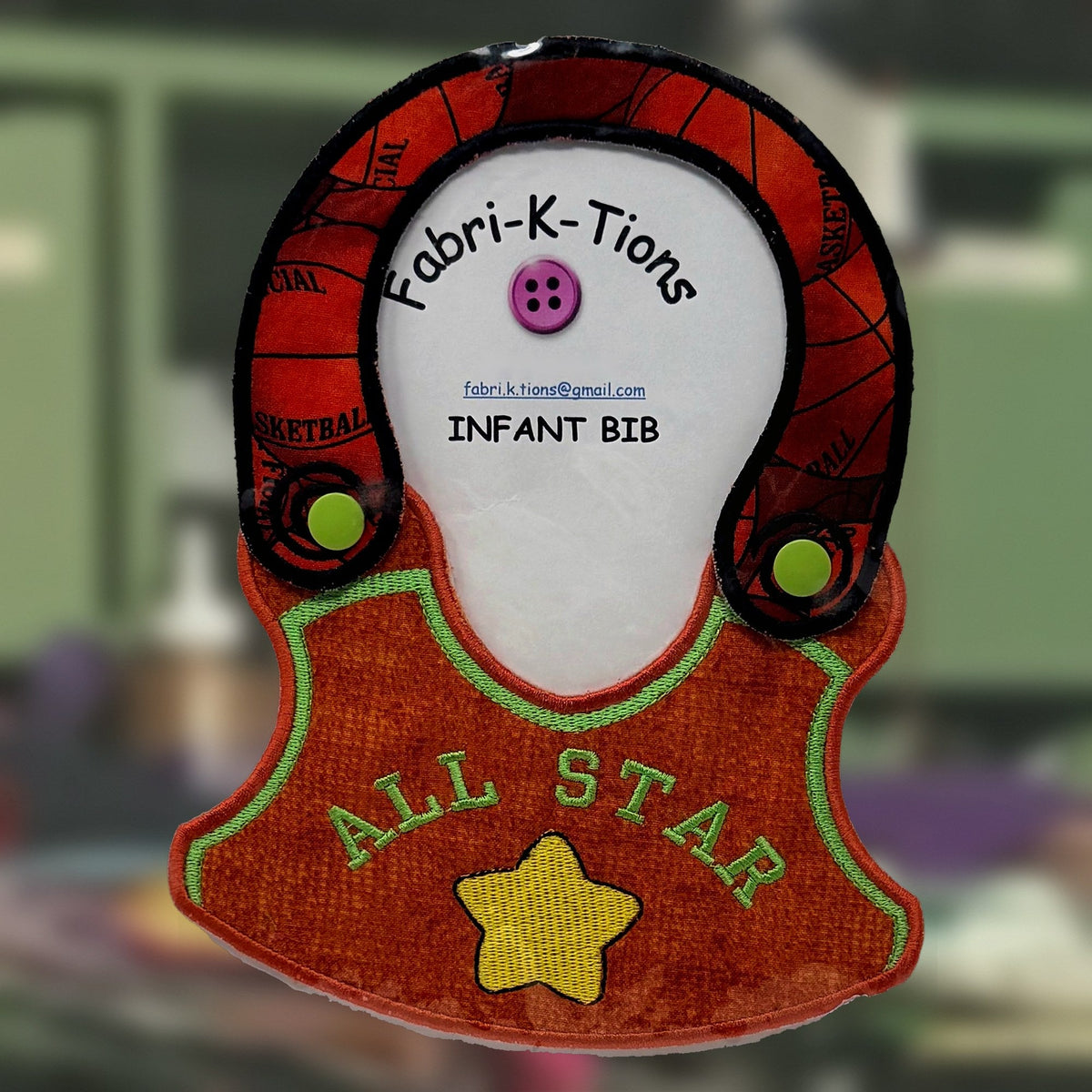 Infant Bibs - Series 1, All Star design, handmade by Fabri-K-Tions in Louisville, KY