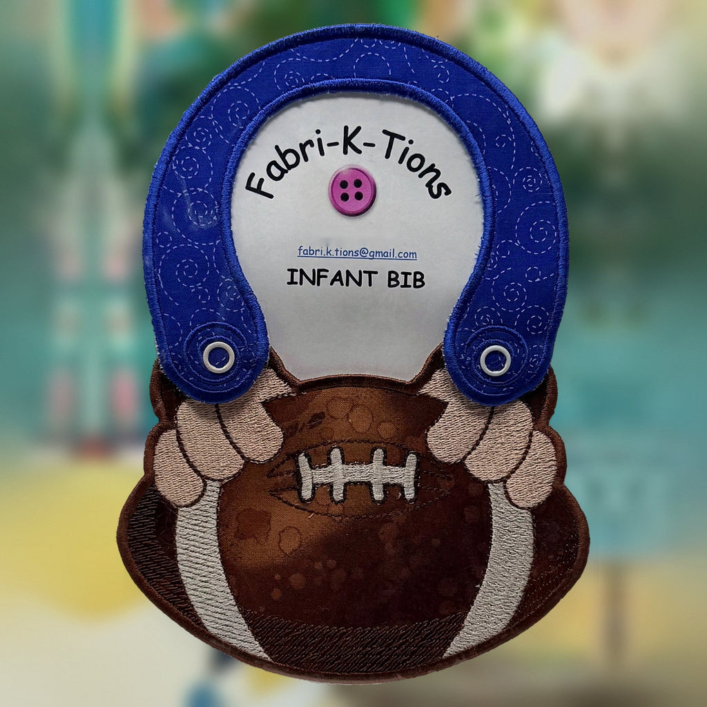 Infant Bibs - Series 1, football design, handmade by Fabri-K-Tions in Louisville, KY