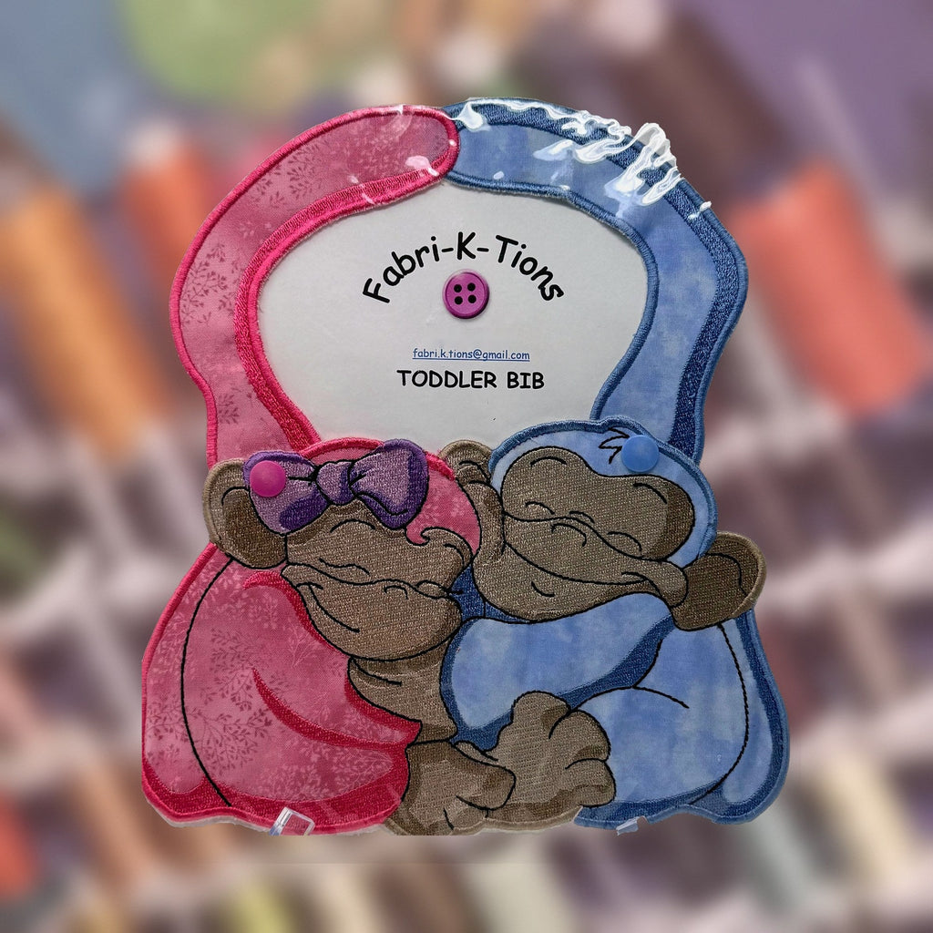 Toddler Bibs - Series 2, twin monkeys design, handmade by Fabri-K-Tions in Louisville, KY