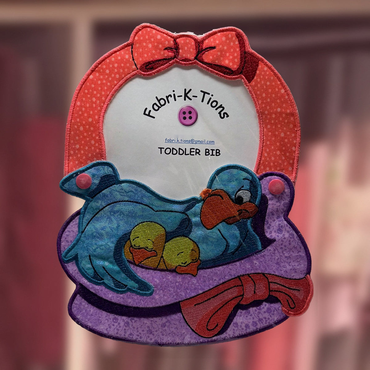 Toddler Bibs - Series 2, bluebird design, handmade by Fabri-K-Tions in Louisville, KY
