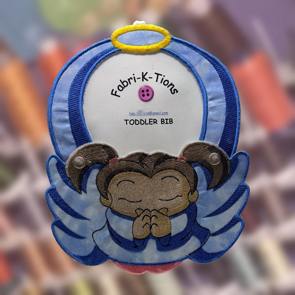 Toddler Bibs - Series 2, angel design, lighter skin tone, handmade by Fabri-K-Tions in Louisville, KY