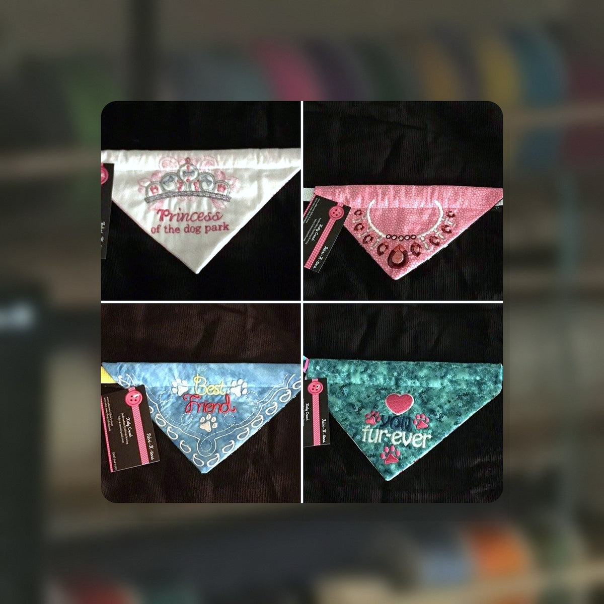 Personalized dog bandana - Series 2 with webbing collar, handmade in Louisville, KY