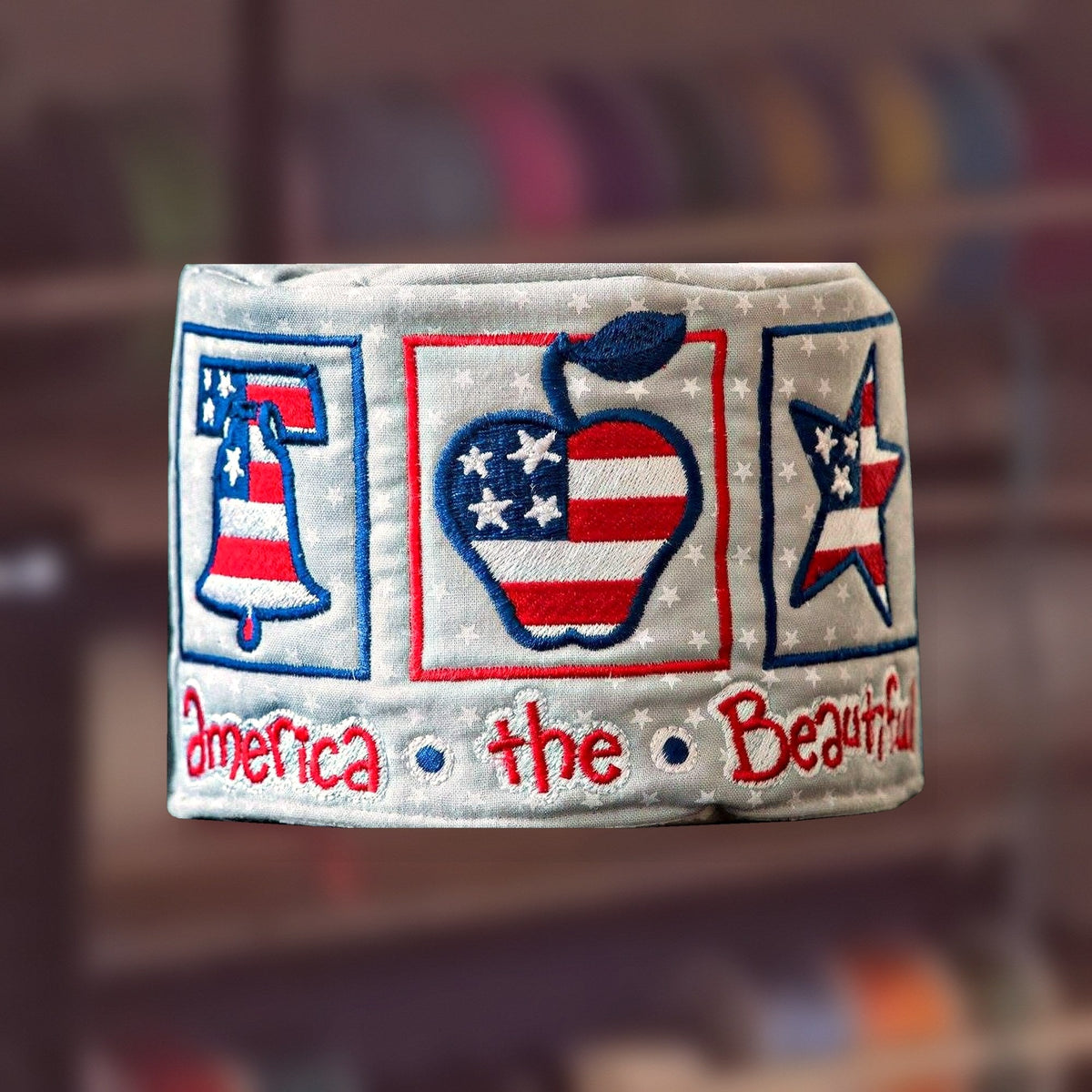 America the Beautiful cotton toilet paper cover, handmade in Louisville, KY