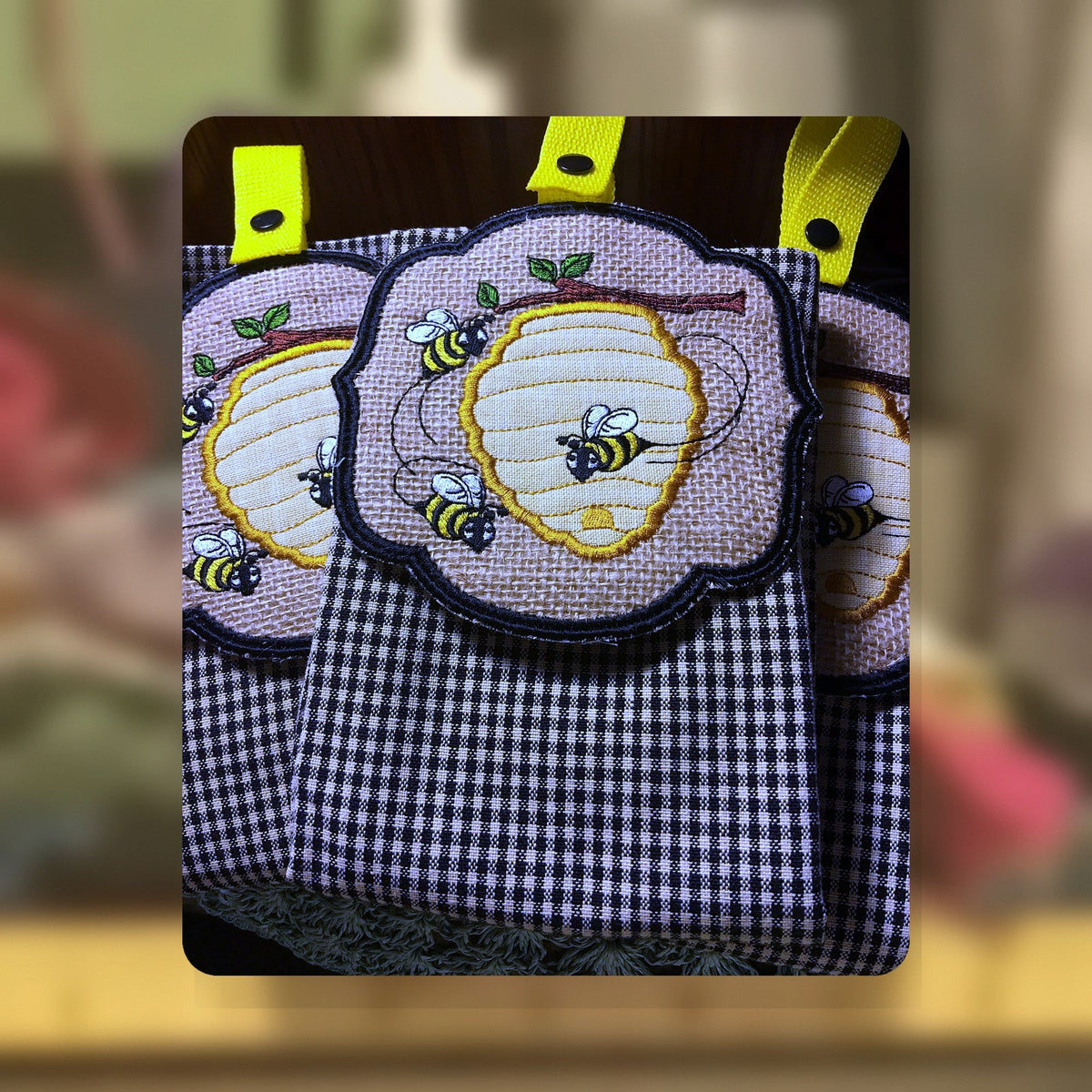 Honey Bee towel topper with a removable tea towel, handmade in Louisville, KY