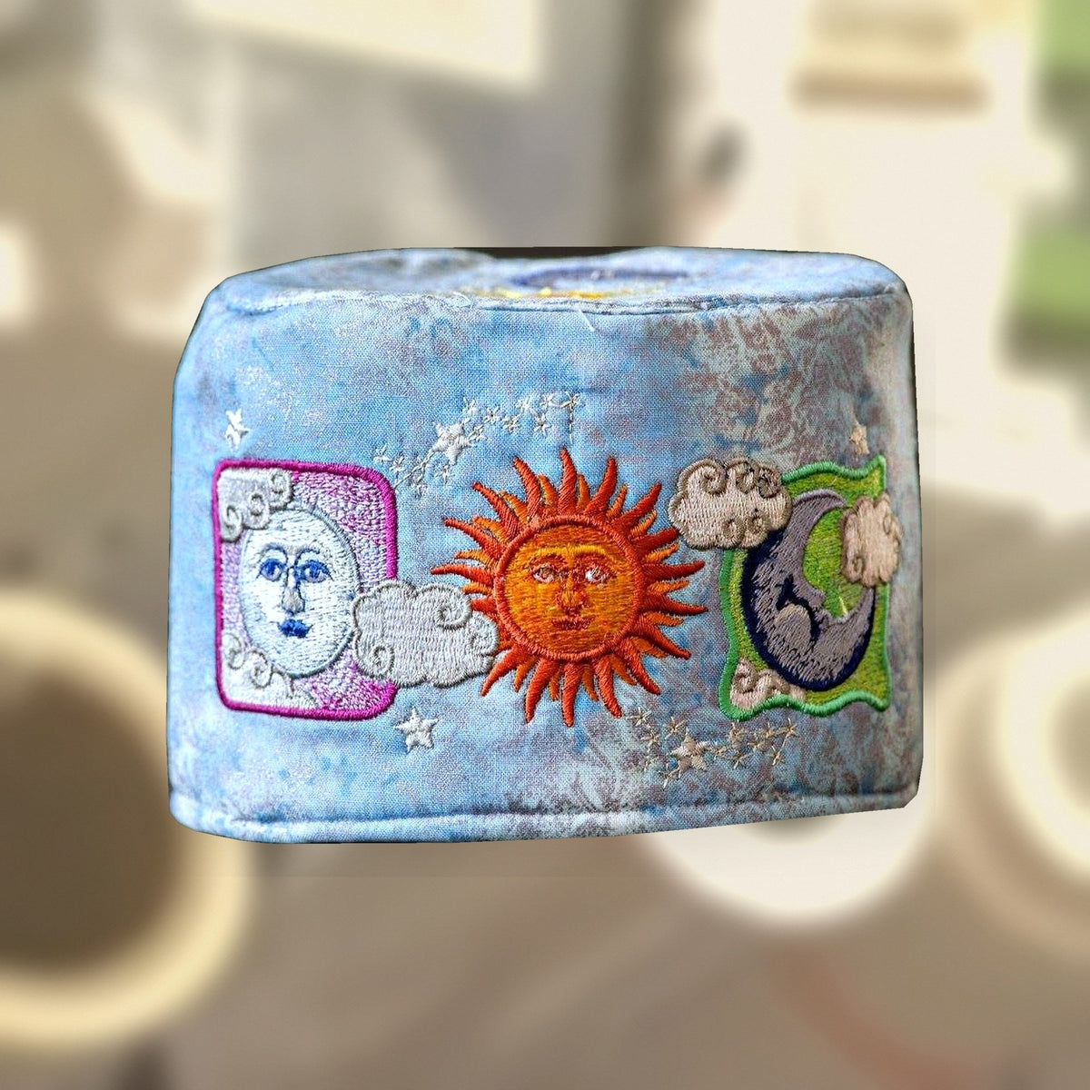 Sun and Moon cotton toilet paper cover, handmade in Louisville, KY