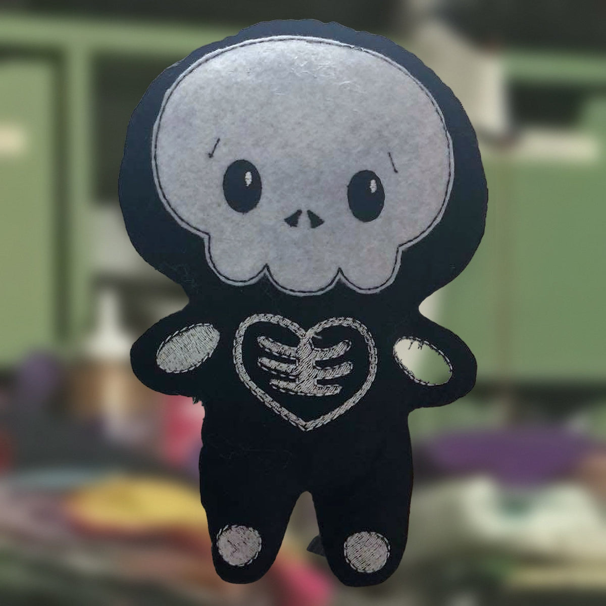 Skelly Boy plushie, handmade in Louisville, KY